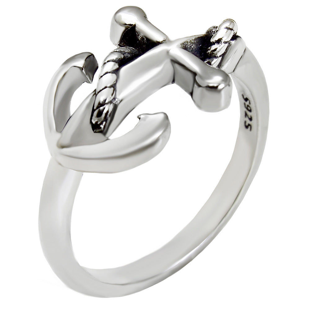 Sterling Silver Oxidized Anchor Ring