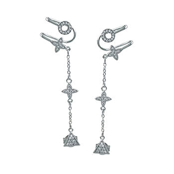 925 Silver Ear Cuff Ear Climber CZ Earrings