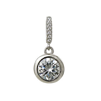 Sterling Silver Round Bezel Set 8mm Cubic Zirconia Pendant