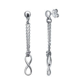 Italian Sterling Silver Dangle Infinity Rhodium Earrings