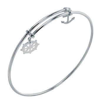 Sterling Sillver Anchor Steering Wheel Adjustable Bangle