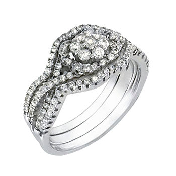 Sterling Silver CZ Wedding Ring Set