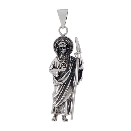 Sterling Silver Saint Jude Thaddeus Oxydized Pendant