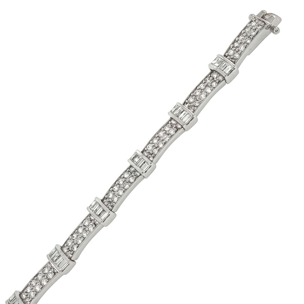 double lines cz gemstones silver tennis bracelet