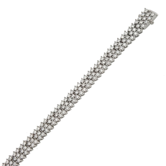 triple line cubic zirconia silver tennis bracelet