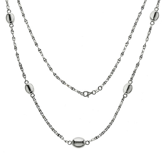 Italian Sterling Silver Fancy Marina D C Long Necklace