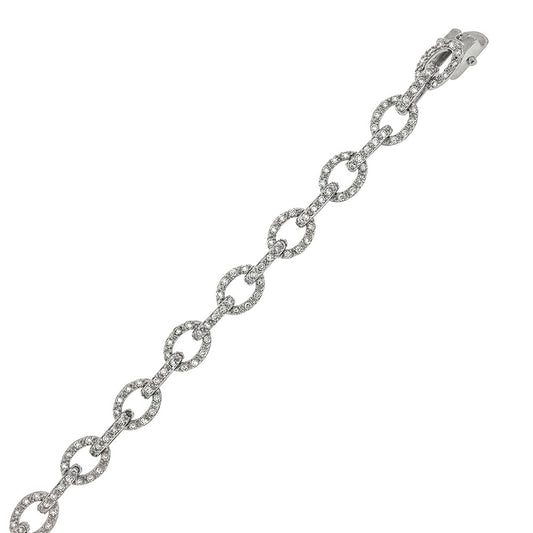 sterling silver anchor chain bracelet with pavé cubic zirconia