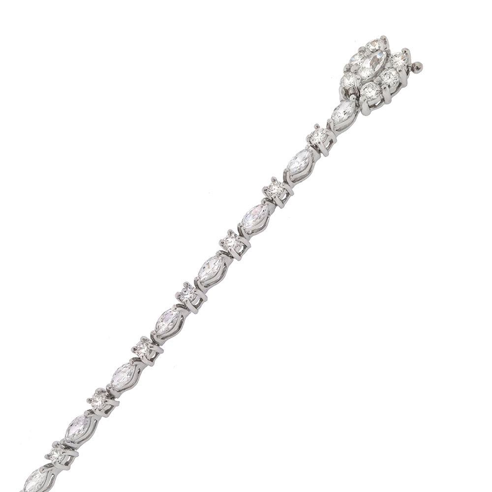 marquise cut cubic zirconia sterling silver tennis bracelet