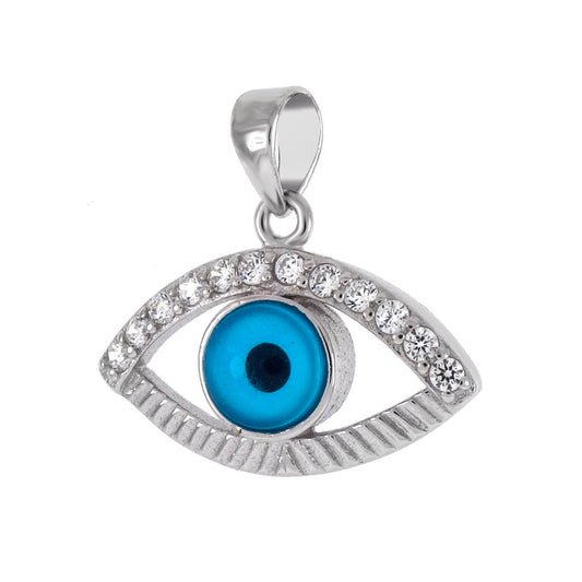 Evil Eye Rhodium Pendant