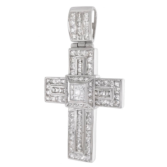 Sterling Silver CZ HIP HOP Cross Pendant