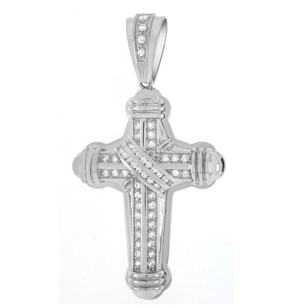 Cubic Zirconia Rounded Cross Pendant