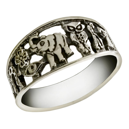 Sterling Silver Oxidized Lucky Ring