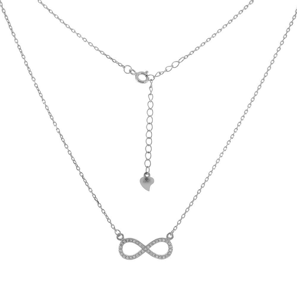 Infinity Cubic Zirconia Rhodium Necklace