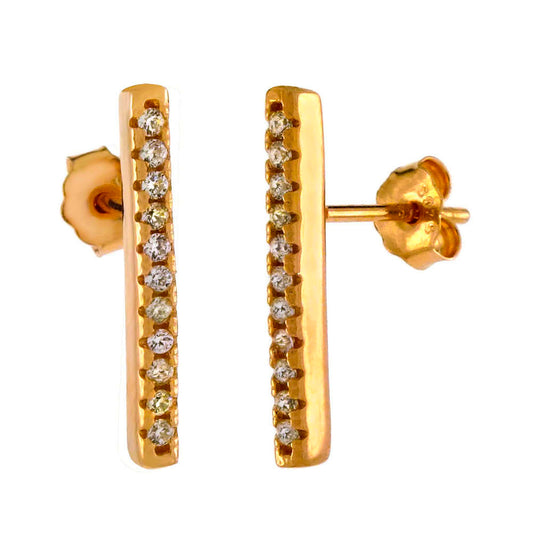 CZ Bar Rose Gold Plated Stud Earrings