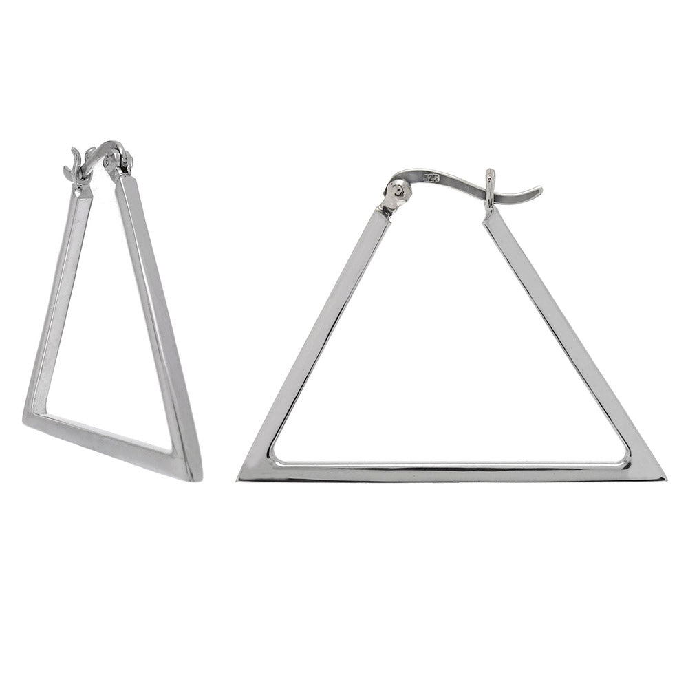 Sterling Silver Square Tube Triangle Hoop Earrings