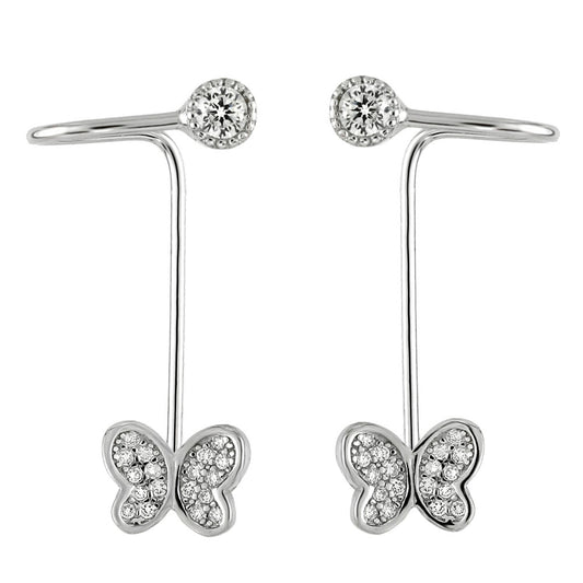 CZ Butterfy Ear Jacket 2 in 1 Earrings