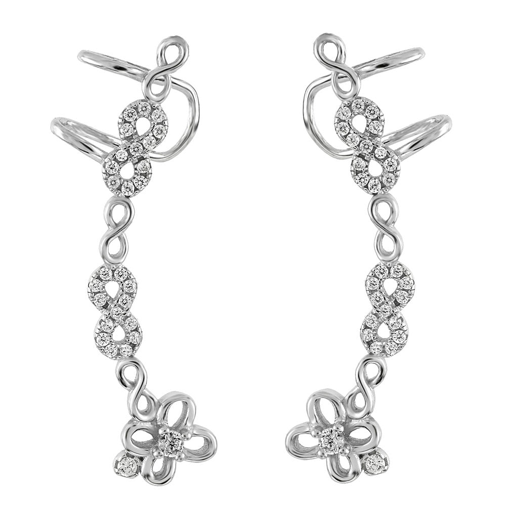 Infinity CZ Ear Climbers W Ear Cuffs Earring