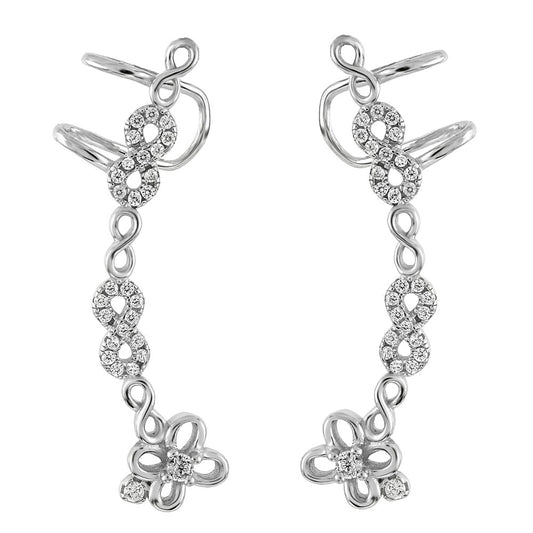 Infinity CZ Ear Climbers W Ear Cuffs Earring