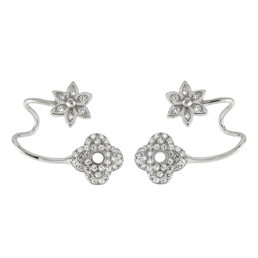 Sterling Silver CZ Ear Cuff W Earrings