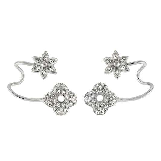 Sterling Silver CZ Ear Cuff W Earrings