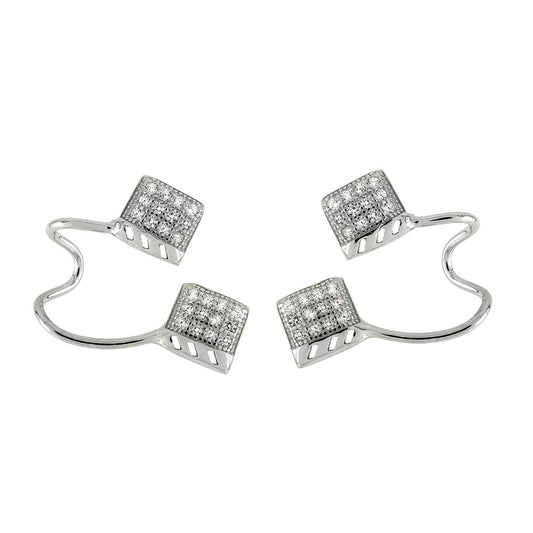 Sterling Silver Pave CZ Ear Cuff Earrings