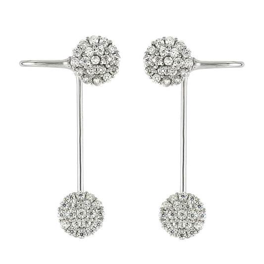 Sterling Silver CZ Ear Jacket 2 in 1 Earrings