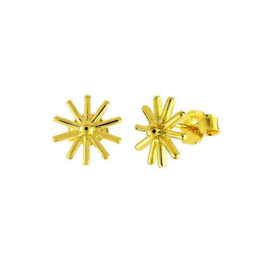 Sterling Silver Starburst Gold Plated Stud Earrings