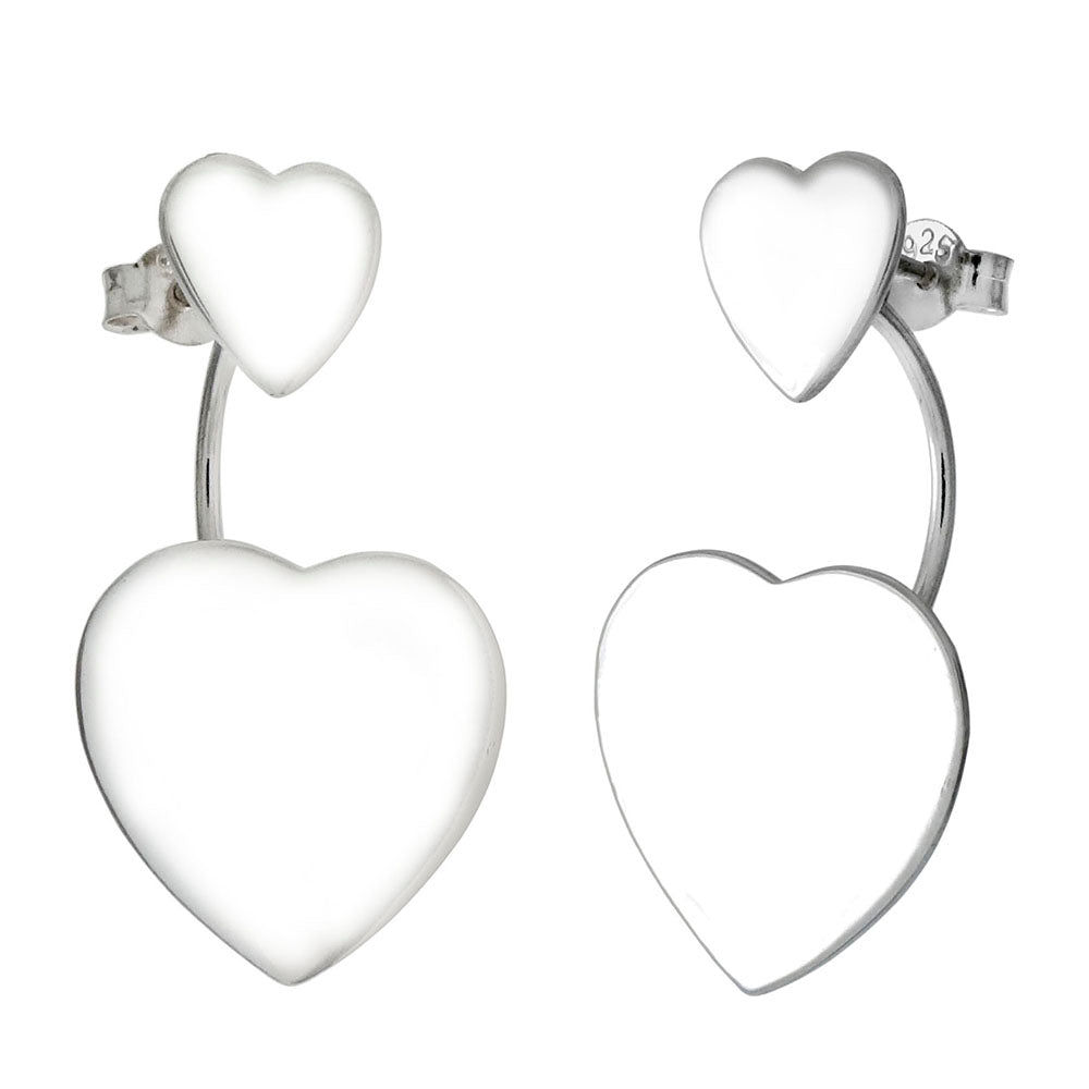 Two In One Double Heart Stud Earrings