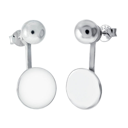 Two In One Ball Round Disc Stud Earrings