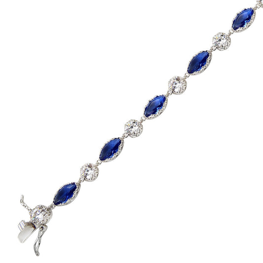 Tanzanite & White Cubic Zirconia Tennis Bracelet