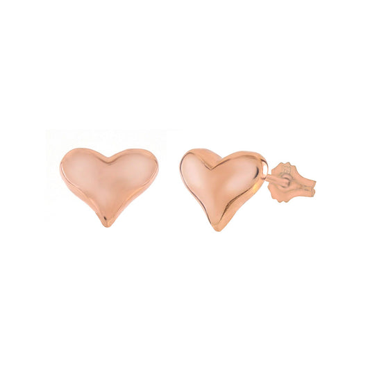 Heart Rose Gold Plated Stud Earrings