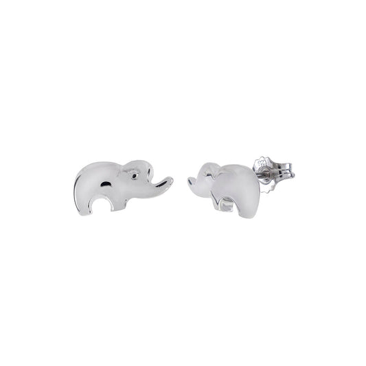 Sterling Silver Elephant Rhodium Stud Earrings