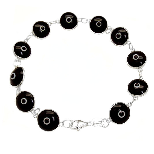 black evil eye sterling silver bracelet