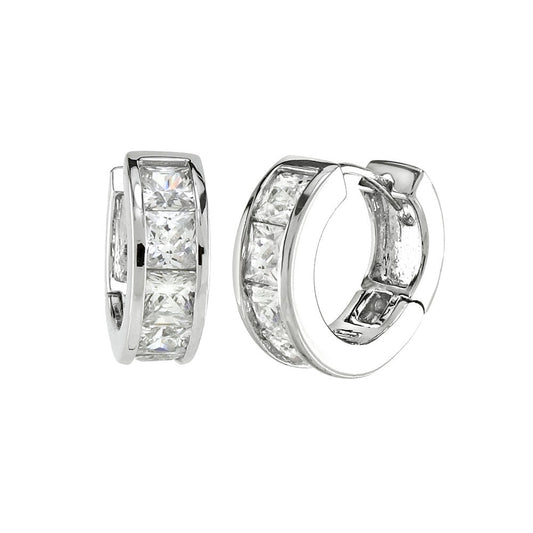 Princess Cut CZ Huggie Earrings