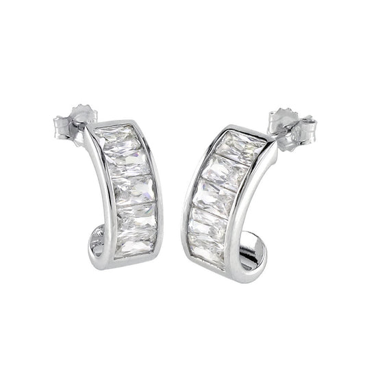 Sterling Silver Rectangle Cubic Zirconia Earrings