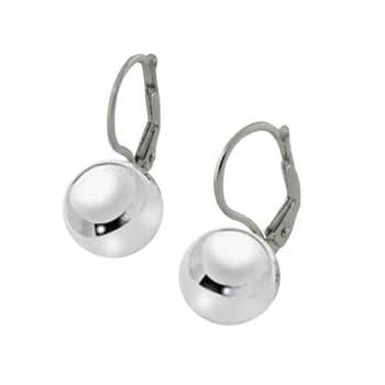 Italian Sterling Silver 10 MM Ball W Lever Back Earrings