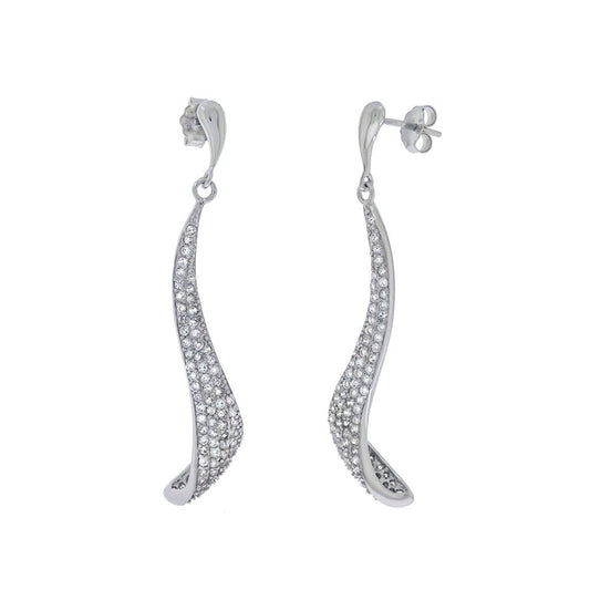 Sterling Silver Pave CZ Dangling Earrings