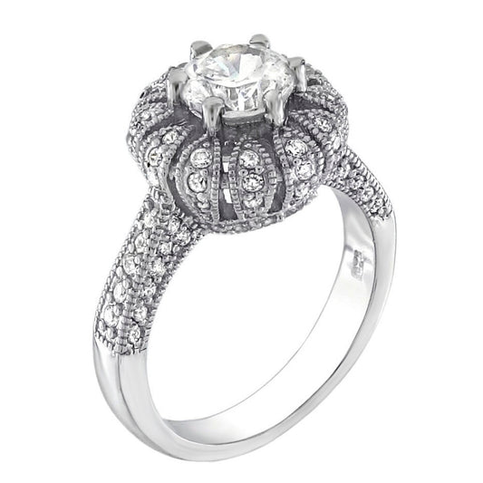 Sterling Silver Cubic Zirconia Crown Ring