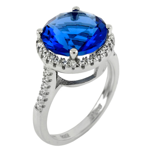 Simulated Tanzanite W CZ Cocktail Ring