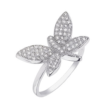 Sterling Silver Cubic Zirconia Butterfly Ring