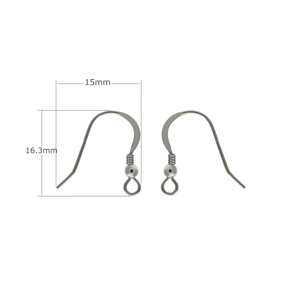 Sterling Silver French Hoop Earring Wires W 2 5mm Bead Coil