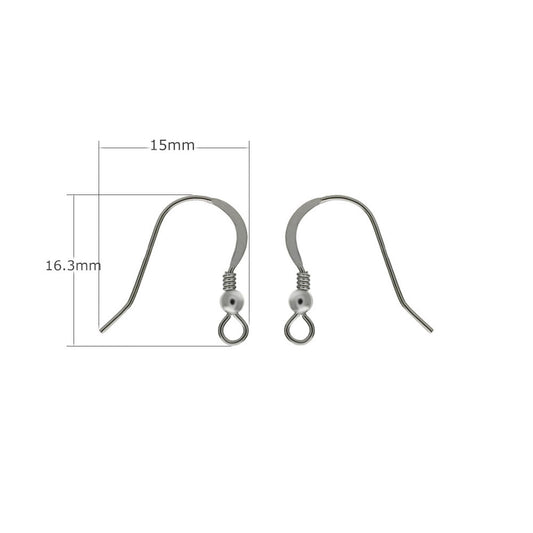 Sterling Silver French Hoop Earring Wires W 2 5mm Bead Coil