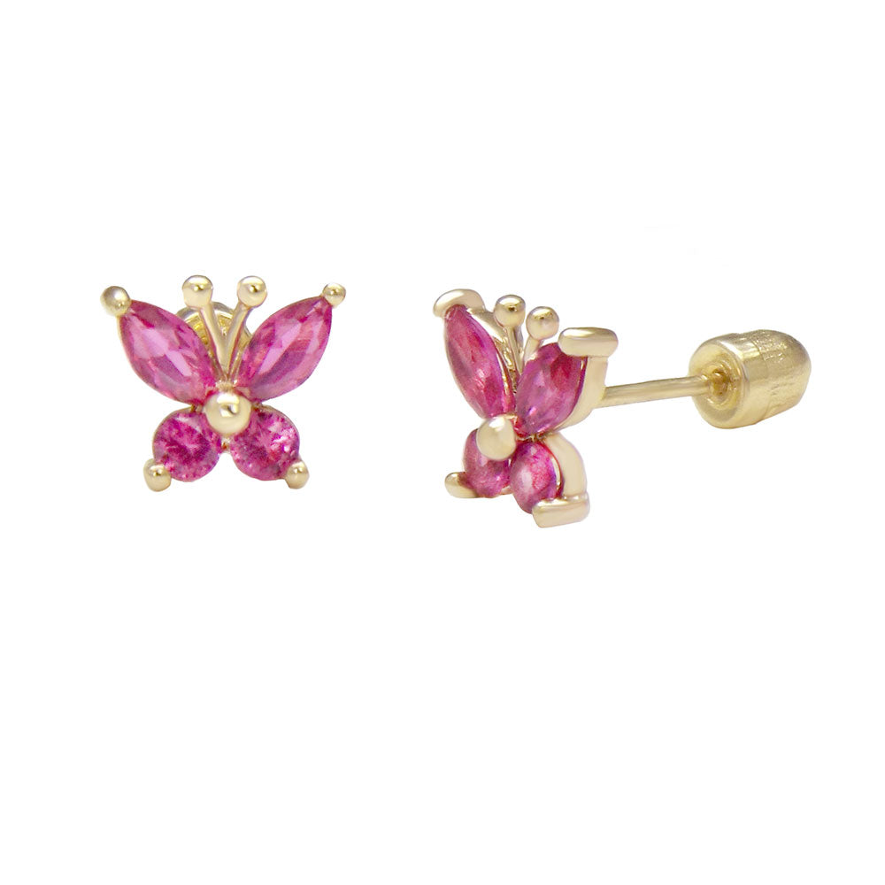 Ruby Red Butterfly Women Studs