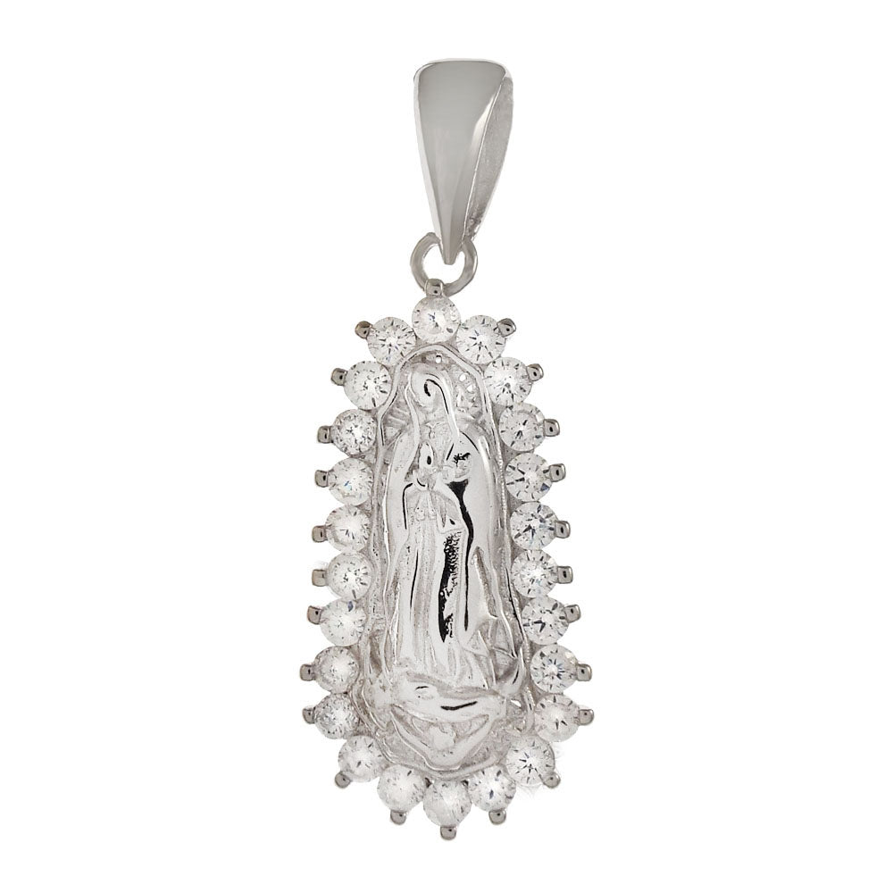 Lady of Guadalupe Sterling Silver Rhodium Pendant