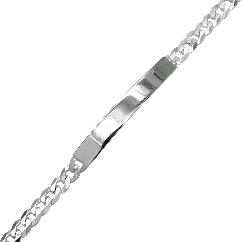 5mm flat curb chain sterling silver men's identity bracelet