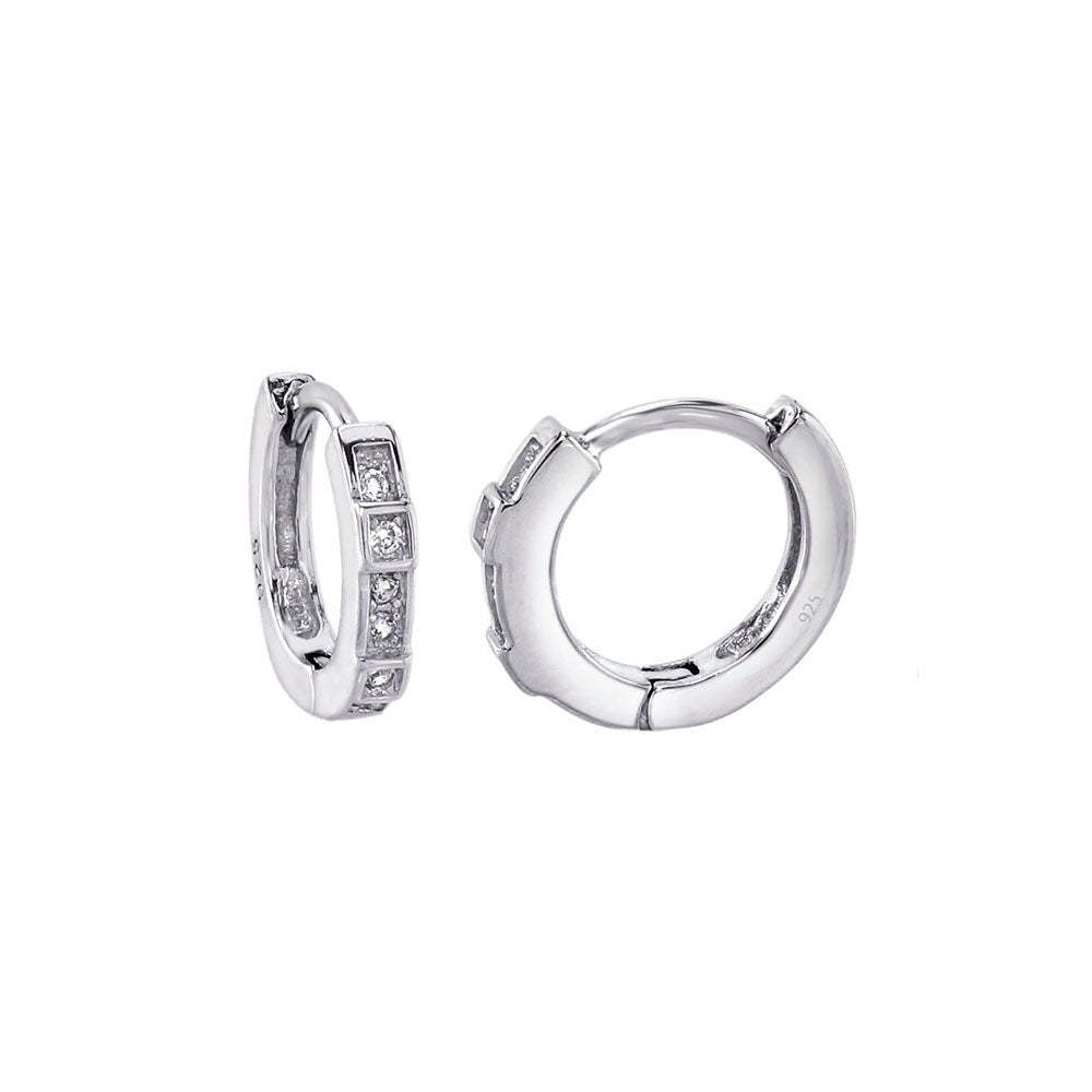 Sterling Silver Cubic Zirconia Huggie Earrings