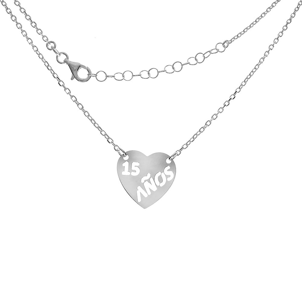 Sterling SilverItalian  D C Cable Chain W Heart Pendant Necklace