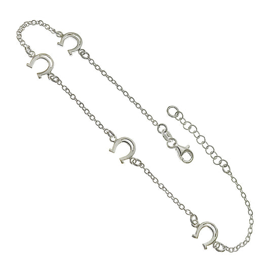 Sterling Silver Horseshoes Anklet