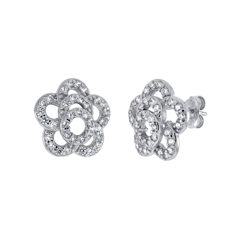 Sterling Silver Shimmering Rose CZ Stud Earrings