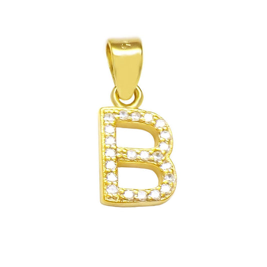 Small Initial B CZ Pendant Gold Plated